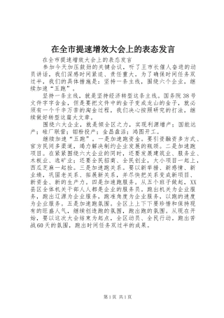 在全市提速增效大会上的表态发言稿