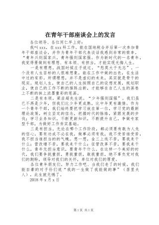 在青年干部座谈会上的发言稿