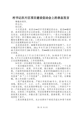 村书记在片区项目建设促动会上的表态发言稿 (2)