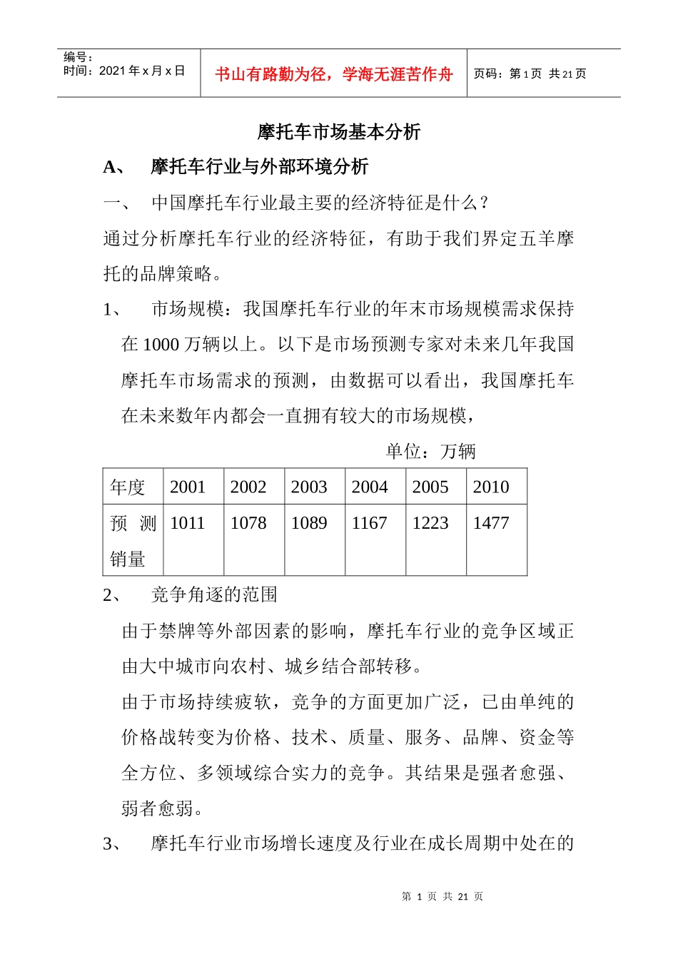 摩托车行业市场基本分析_第1页