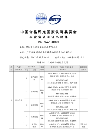 ISOIEC17025认可证书中国合格评定国家认可委员