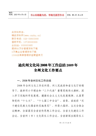 文化局某年工作总结及来年工作要点