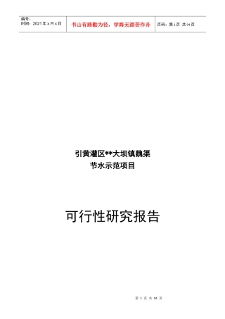 支渠节水示范项目可行性研究报告