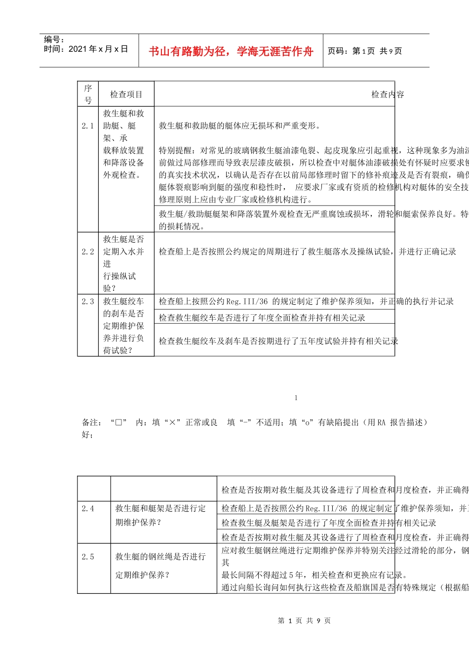 救生艇检查项目_第1页