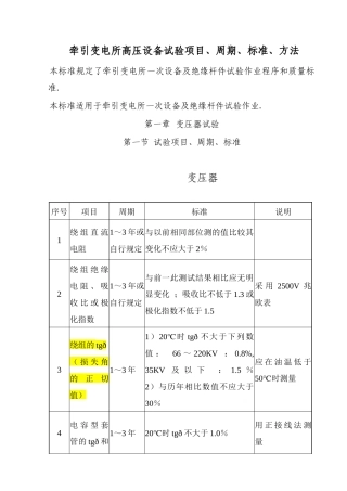 牵引变电所高压设备试验标准