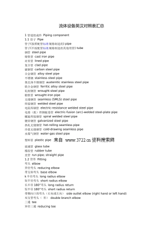 流体设备英汉对照表汇总