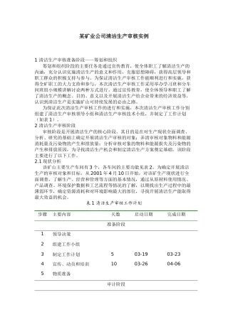 某矿业公司清洁生产审核实例