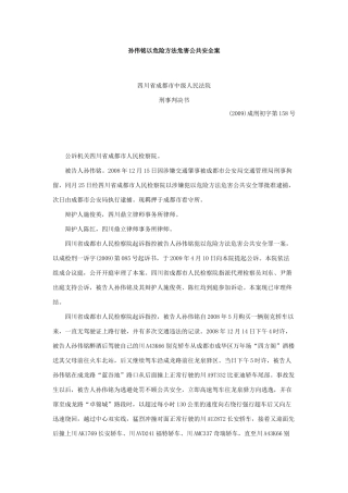 孙伟铭以危险方法危害公共安全案判决书