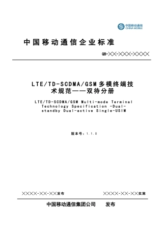 LTE、TDSCDMA、GSM多模终端技术规范-双待分册