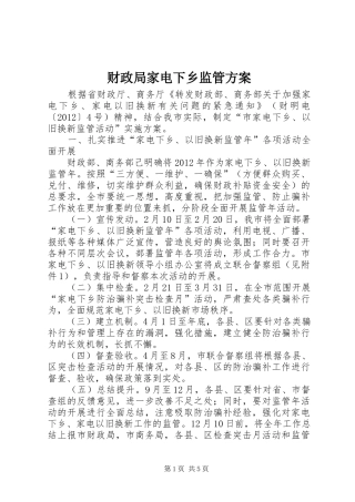 财政局家电下乡监管实施方案