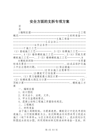 安全方面的支拆专项实施方案
