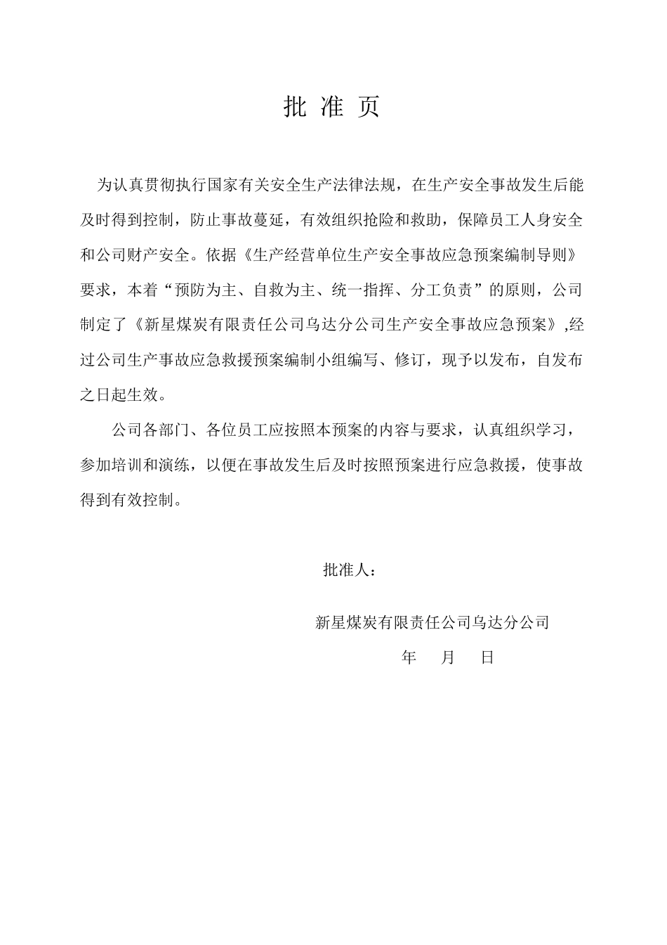 新星煤炭有限公司应急预案_第2页