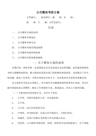 整体目标绩效管理方案（全套)