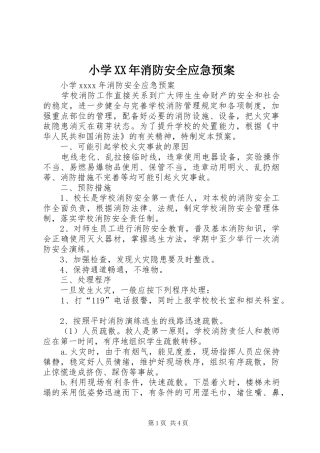 小学XX年消防安全应急处置预案