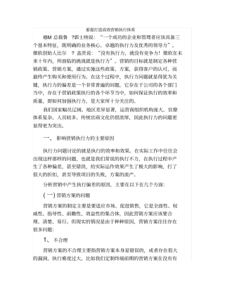 打造高效营销执行体系