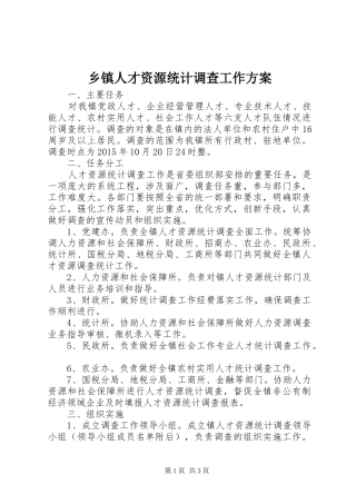 乡镇人才资源统计调查工作实施方案