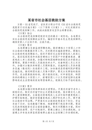 某省市社会基层救助实施方案