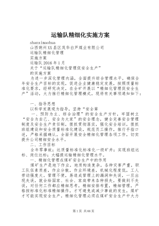 运输队精细化方案