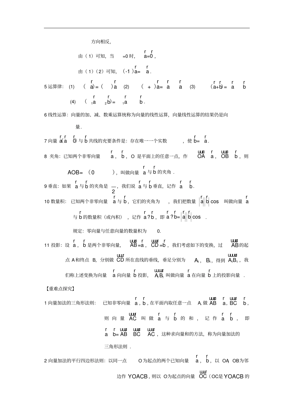 人教版(2019)第六章高一数学期末考试知识清单--第六章平面向量及其应用_第2页