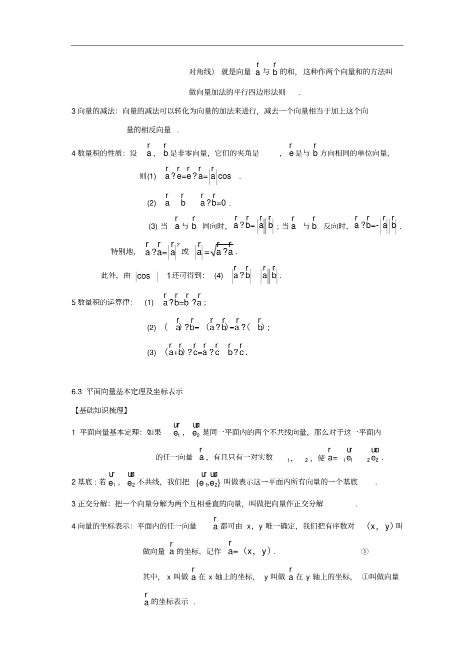 人教版(2019)第六章高一数学期末考试知识清单--第六章平面向量及其应用_第3页