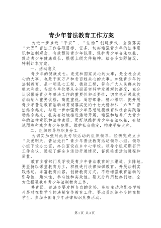 青少年普法教育工作实施方案