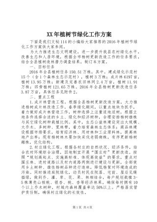 XX年植树节绿化工作实施方案