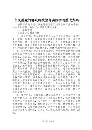 市民委党的群众路线教育实践活动整改实施方案