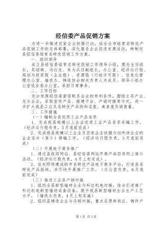 经信委产品促销实施方案