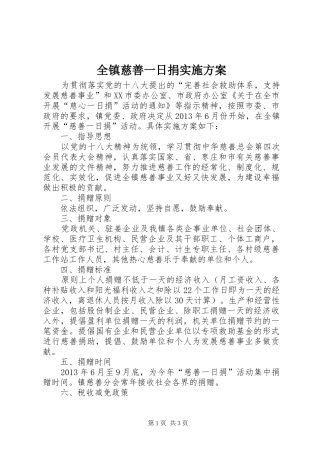 全镇慈善一日捐方案
