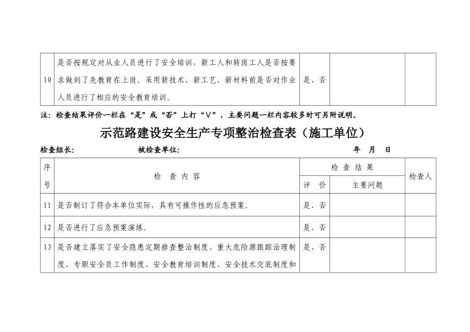 忻阜高速公路建设安全生产专项整治检查表_第3页
