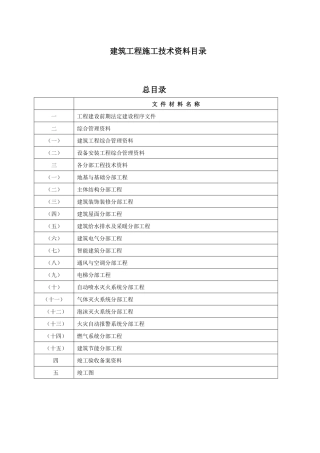 建筑工程施工技术资料目录(新)