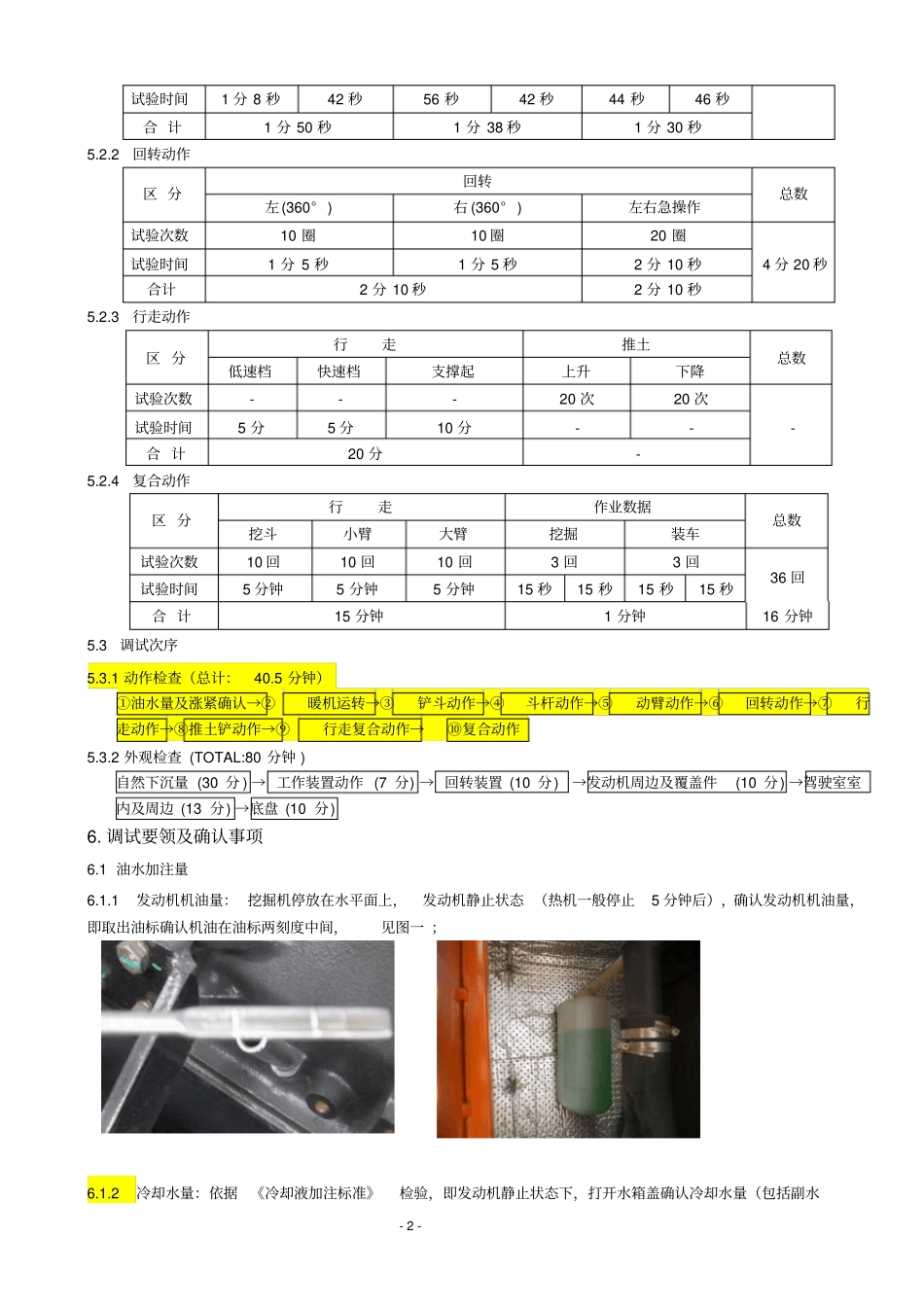 挖掘机试运转检验指导书_第2页