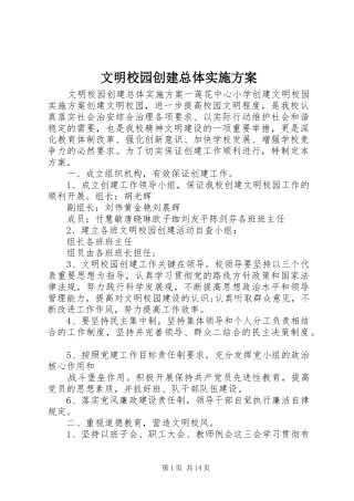 文明校园创建总体方案