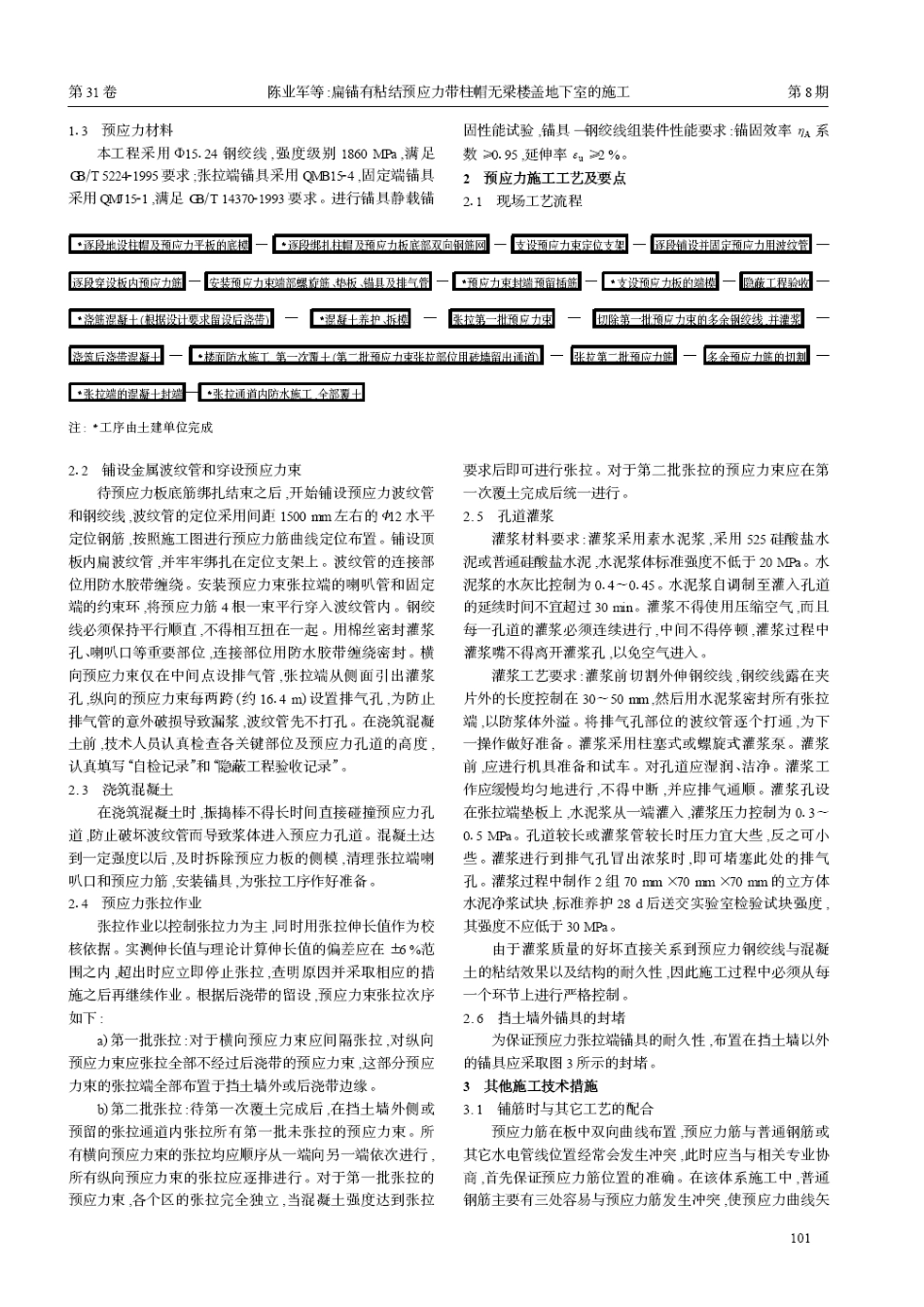 扁锚有粘结预应力带柱帽无梁楼盖地下室的施工(摘录自《建筑技术开发》04年8期第100-102_第2页
