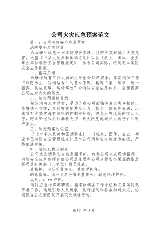 公司火灾应急处理预案范文