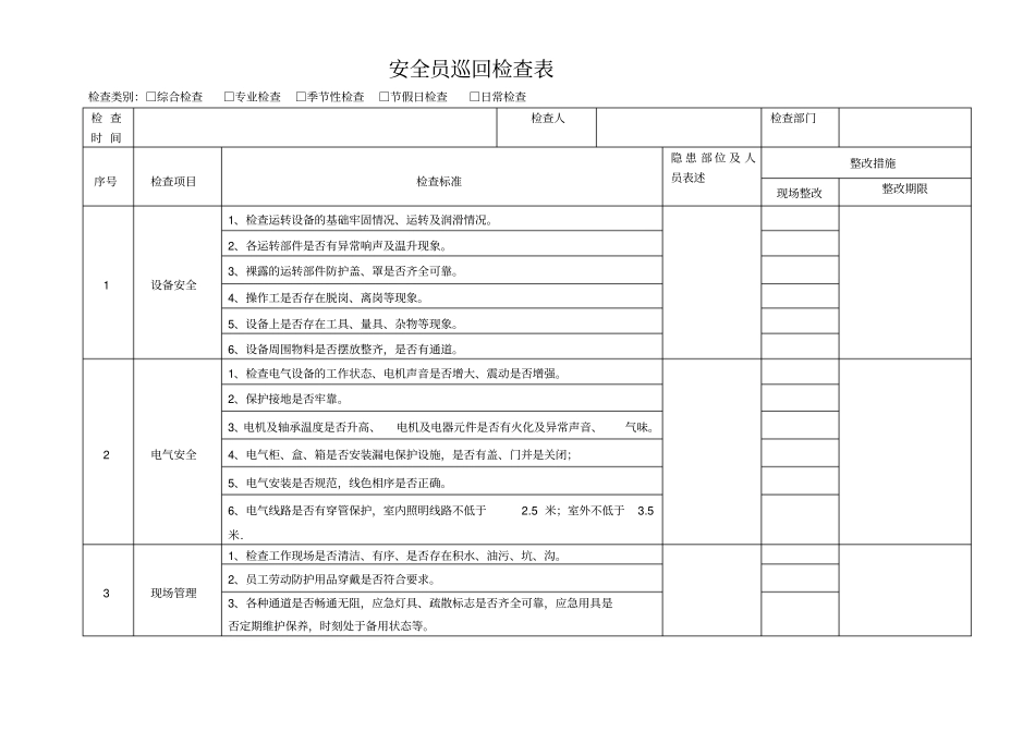 企业生产安全隐患自查要素及整改措施表_第3页