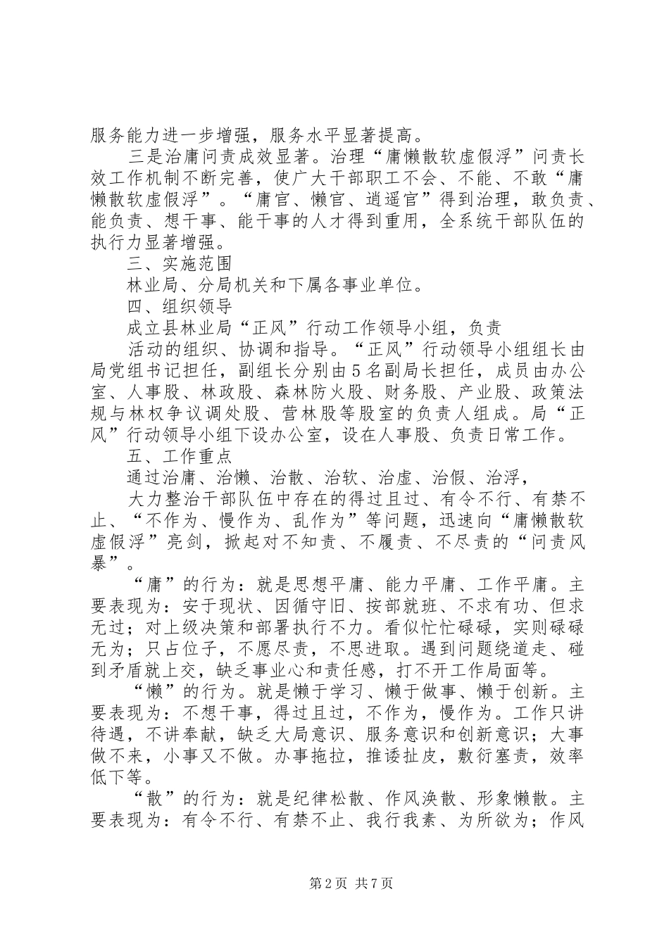 县林业局正风行动方案_第2页