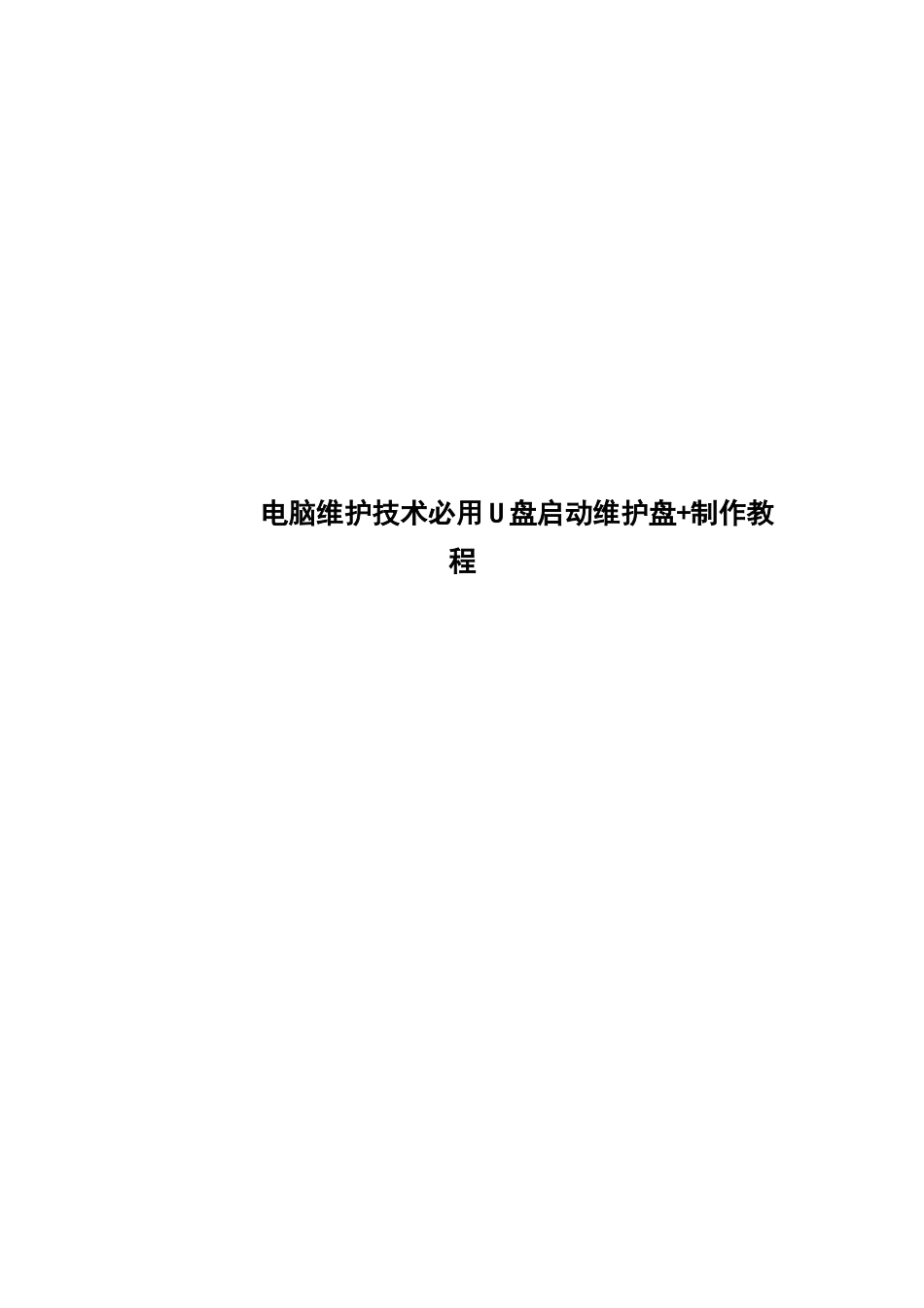 电脑维护技术必用U盘启动维护盘_第1页
