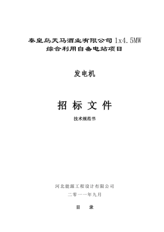 发电机技术规范书