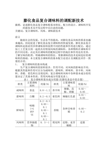 膨化食品复合调味料调配新技术( 5)