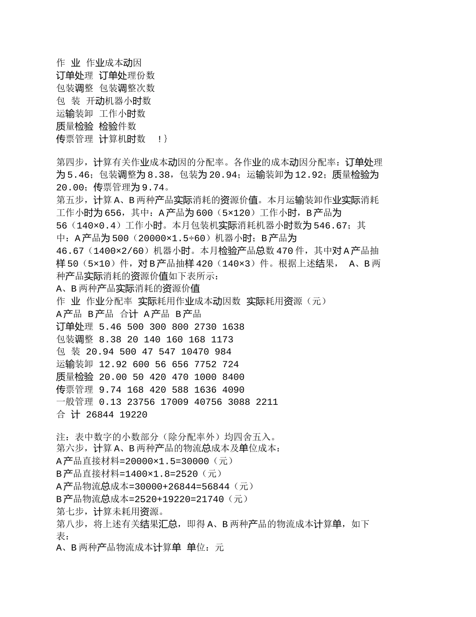 【精品文档-管理学】作业成本法在物流成本计算中的应用_成本管_第3页
