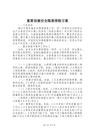 重要设施安全隐患排除实施方案