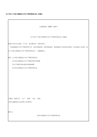 关于某集团生产物资管理知识