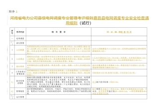 县级电网调度专业安全检查细则(试行)