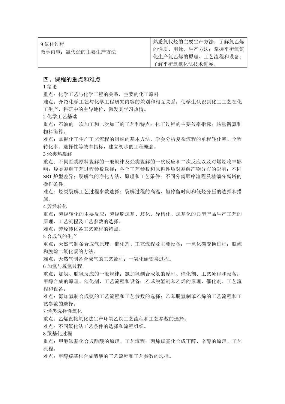 《化学工艺》（36学时）教学大纲-《化学工艺学》教_第3页