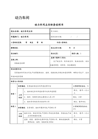 动力车间职务说明书