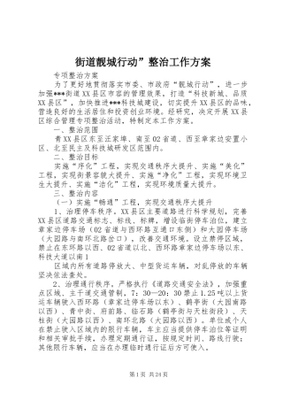 街道靓城行动”整治工作实施方案