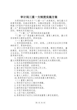 审计局三重一大制度方案