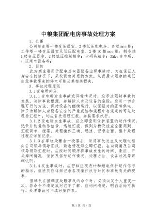 中粮集团配电房事故处理实施方案