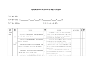 仓储物流企业安全生产标准化评定标准